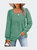 Square Neck Solid Color Long Sleeve T-Shirts - Green