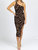 Asymmetric Cutout Midi Dress In Mocha Abstract - Mocha Abstract