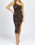 Asymmetric Cutout Midi Dress In Mocha Abstract - Mocha Abstract