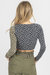 Asymmetric Shirred Tie Crop In Navy + Olive