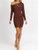 Asymmetrical Chain Trim Mini Dress In Brownie