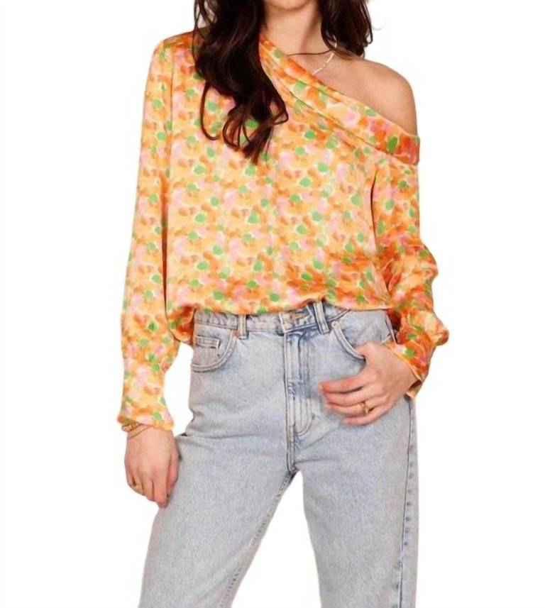 Blousen Sleeve Top In Yellow Multi - Yellow Multi