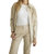 Button Down Faux Leather Shacket In Beige - Beige