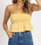 Checked Tie Back Crop Top In Mustard - Mustard