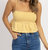 Checked Tie Back Crop Top In Mustard