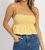 Checked Tie Back Crop Top In Mustard