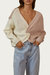 Colorblocked Cropped Twisted Ribbed-Knit Sweater In Ivory/mauve