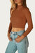 Cropped Open-Back Mock Neck Sweater In Amber Brown - Amber Brown