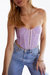 Cropped Ruched Stretch-Mesh Sleeveless Bustier Top In Lavender - Lavender