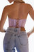 Cropped Ruched Stretch-Mesh Sleeveless Bustier Top In Lavender