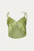 Cropped Satin Split-Front Camisole In Lime