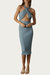 Cross-Front Cutout Stretch-Modal Midi Dress In Denim Grey - Denim Grey