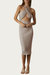 Cross-Front Cutout Stretch-Modal Midi Dress In Stone - Stone