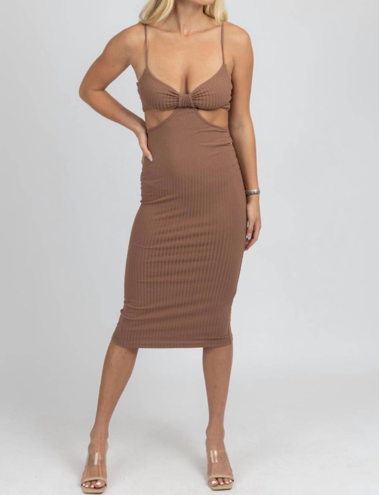 Cutout Ribbed Midi Dress In Mocha - Mocha