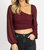 Dotted Asymmetric Ruched Top In Cabernet - Cabernet