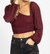 Dotted Asymmetric Ruched Top In Cabernet