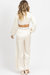 Front Tie Trouser Pant Set In Satin Creme