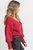 Fuzzy Open Neck Turtleneck Sweater In Red