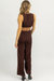 Halter Tie Sleeveless Jumpsuit In Chocolate