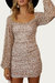 Leopard Mesh Mini Dress In Taupe/mocha - Taupe/Mocha