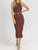 O-Ring Halter Tie Midi Dress In Mocha