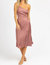 O-Ring Satin One Shoulder Midi Dress In Mauve - Mauve