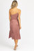 O-Ring Satin One Shoulder Midi Dress In Mauve