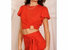 O-Ring Short Sleeve Crop Tee In Orange - Orange