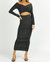 Off-Shoulder Shirred Slinky Midi Dress In Hunter - Hunter