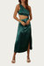 One-Shoulder Satin Cutout Midi Dress In Jewel Green - Jewel Green