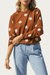 Polka-Dot Intarsia Knit Top In Camel/Off White - Camel/Off White