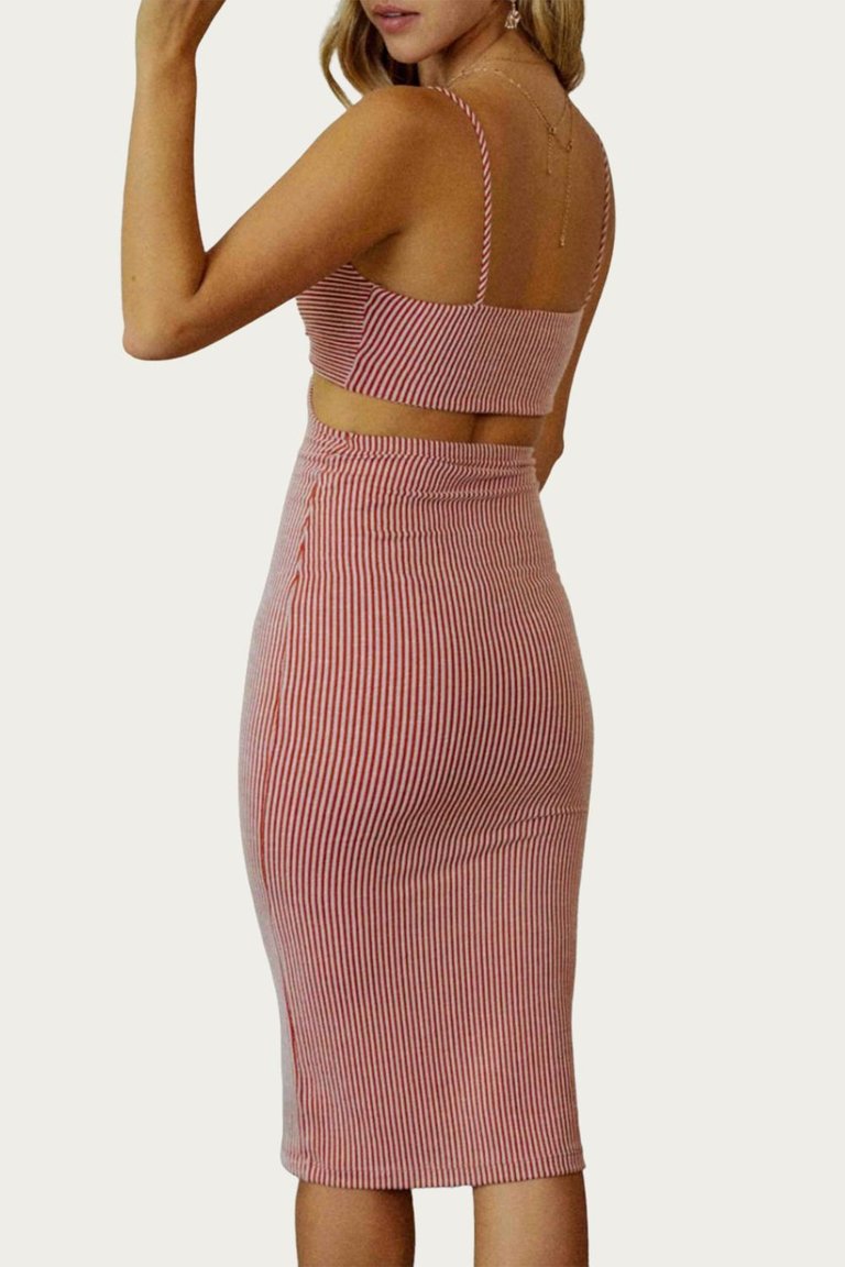 Side Cutout Relaxed Bodycon Dress In Rust