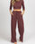 Stripe Ribbed Pant Set In Burgundy