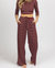 Stripe Ribbed Pant Set In Burgundy