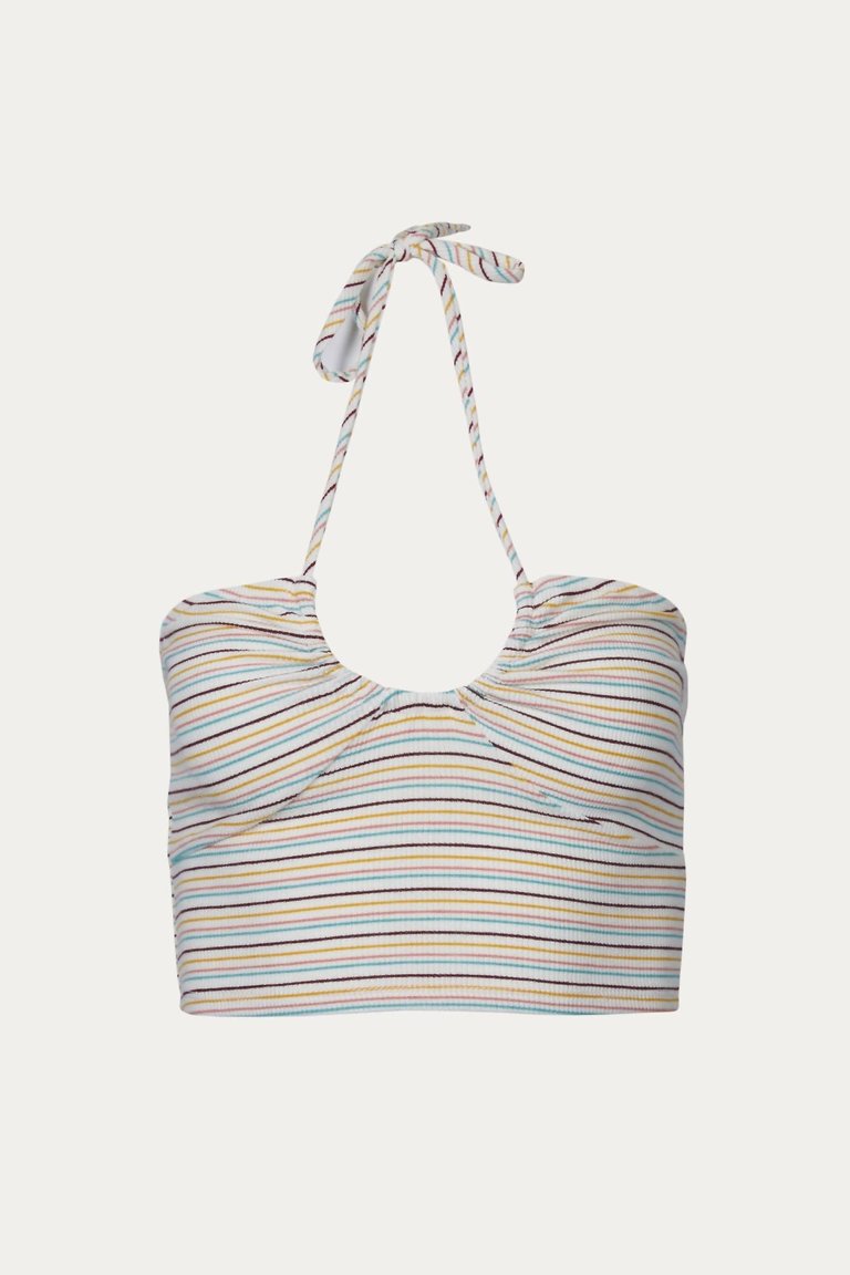 Striped Stretch-Modal Halterneck Top In Multi - Multi