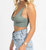 Sweater V-Neck Crop Tank In Dark Sage