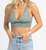 Sweater V-Neck Crop Tank In Dark Sage