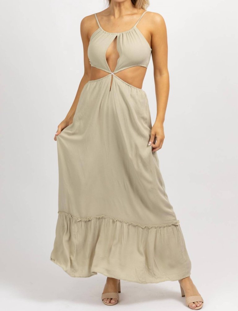 Tie Back Maxi Dress In Greige - Greige