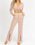 Tie Crop + Front Slit Pant Set In Terracotta - Terracotta