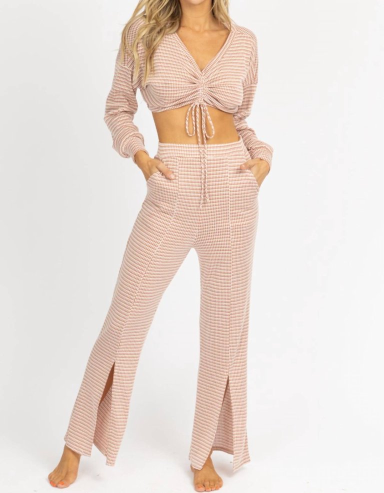 Tie Crop + Front Slit Pant Set In Terracotta - Terracotta