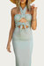 Tie Front Detail Rib Bodycon Dress In Sage