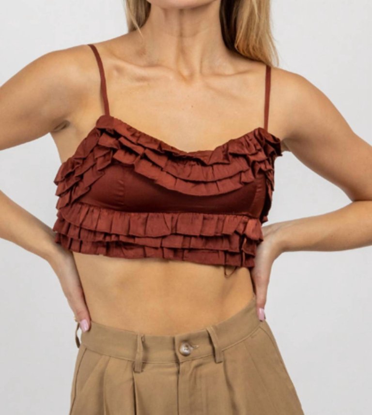 Tiered Woven Cami Top In Mahogany - Mahogany