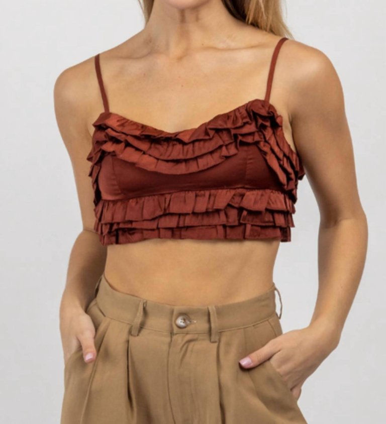 Tiered Woven Cami Top In Mahogany