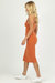 Twist Front Cutout Midi Dress In Terracotta