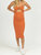 Twist Front Cutout Midi Dress In Terracotta