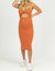 Twist Front Cutout Midi Dress In Terracotta