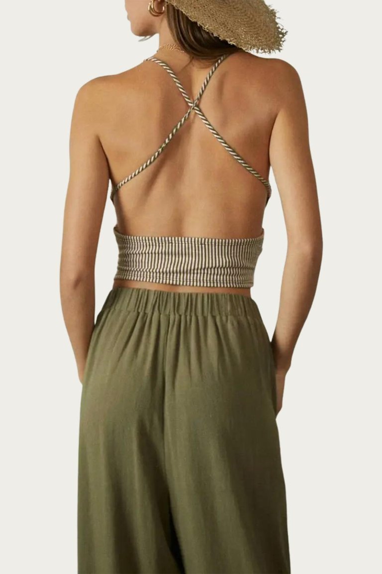 Wrap Open-Back Crop Top In Dusty Sage