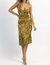 Zebra Satin Midi Dress In Lime + Brown - Lime + Brown