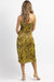 Zebra Satin Midi Dress In Lime + Brown