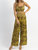 Zebra Wide Leg Pant Set In Lime + Brown